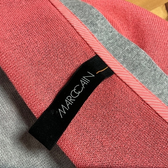 MARC CAIN Linen Button Front Cardigan Stripe Long Sleeve Vee Neck US Sz S - Picture 5 of 9